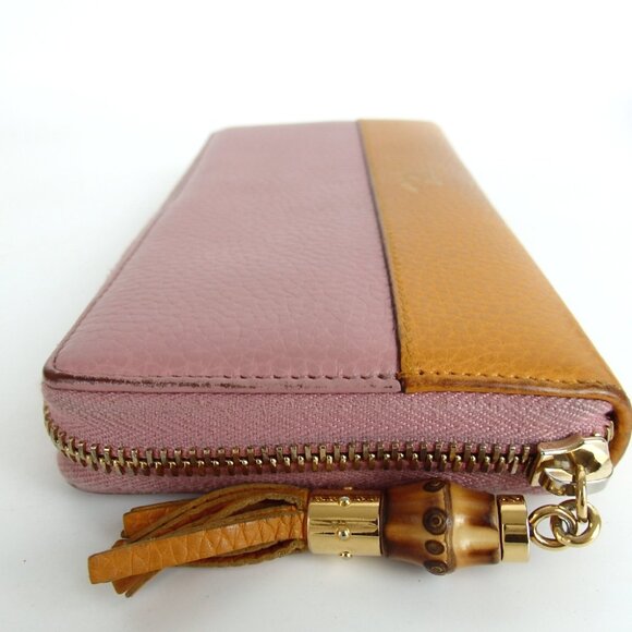 Authentic GUCCI 307984.496353 Zip Around Bamboo purse leather [Used] - Picture 3 of 16